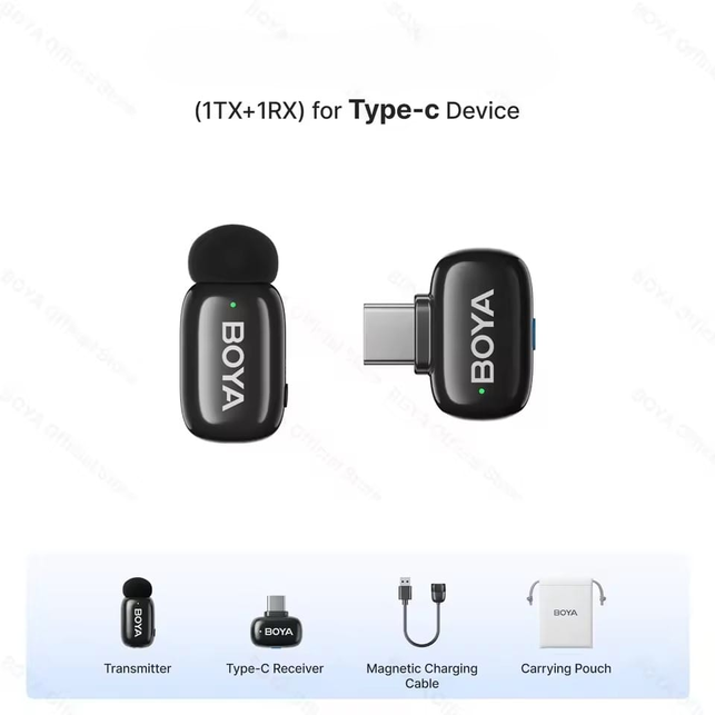 BOYA mini-2-06-Upgraded Super Mini Wireless Microphone with AI Noise Cancellation (single)