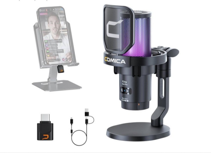 COMICA EJoy Uni Pro RGB Cardioid Condenser Wireless USB Microphone - Black