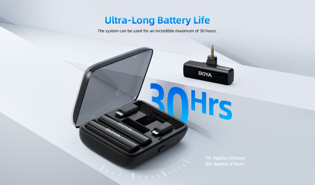 BOYALINK Wireless Lavalier Microphone for iPhone,Android-C & Camera Vlogging With Charging Case
