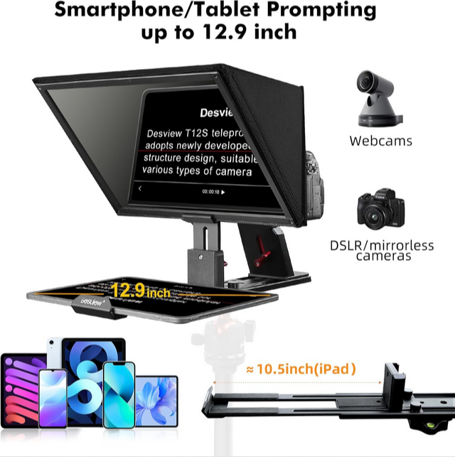 Desview T12S Portable 12.9″ Large Screen Teleprompter