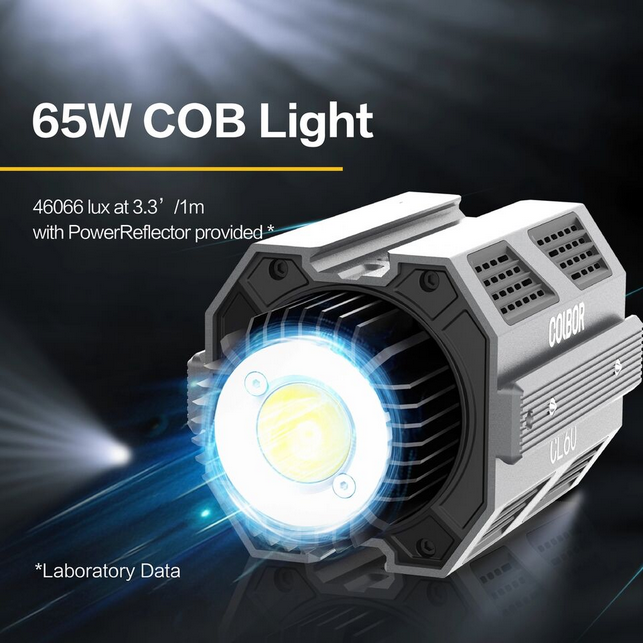 COLBOR CL60 COB Video Light,Power 65W,2700K to 6500K,CRI 97+,Only 550g