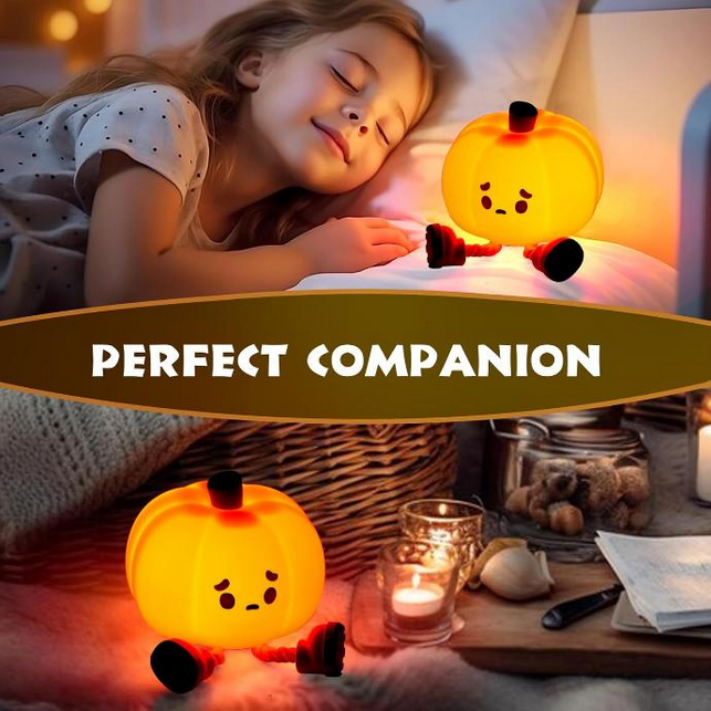 Pumpkin Night Light,Silicone Dimmable Rechargeable Bedside Cute LED Touch Lamp,Funny Office Desk