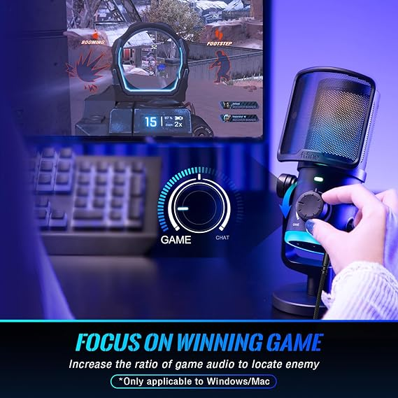 FIFINE Ampligame AM6 USB Gaming Microphone with Noise Cancellation