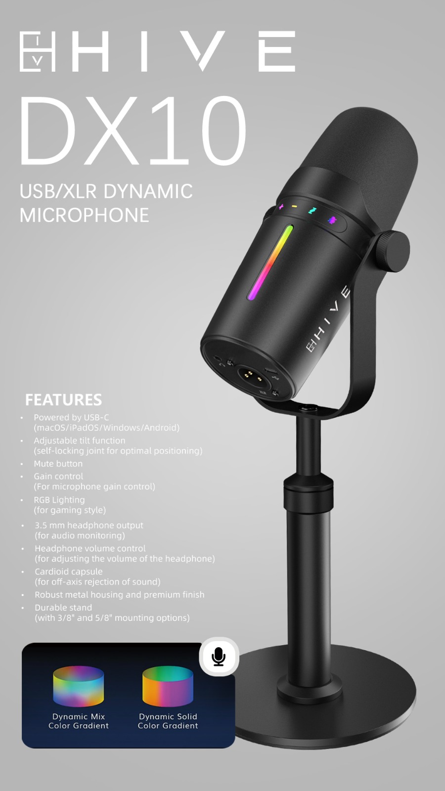 HIVEE DX10 USB/XLR Dynamic Microphone