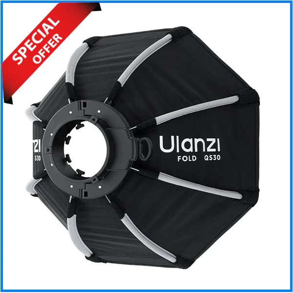 Ulanzi FOLD QS-30 Mini Bowens Mount Octagon Softbox (30cm) – Black