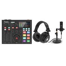 MAONOCASTER AM100 K2 Sound Card With Desktop XLR Microphone And Monitor Headset All In One Podcast Studio Production Set