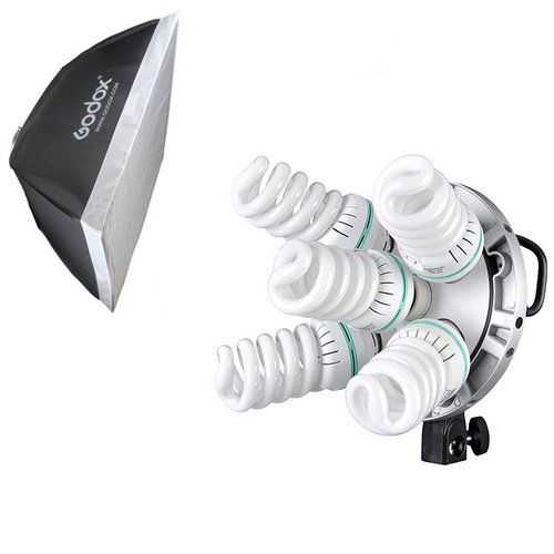 Godox TL-5 5in1 Bulb Head Multi-Holder Tricolor Light+softbox 60*60cm Camera Photography Lighting