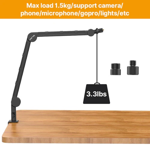 VIJIM LS25 Camera Desk Mount, Flexible Overhead Webcam Stand with Boom Arm, Table C-Clamp Suitable for Photography Videography Live Stream