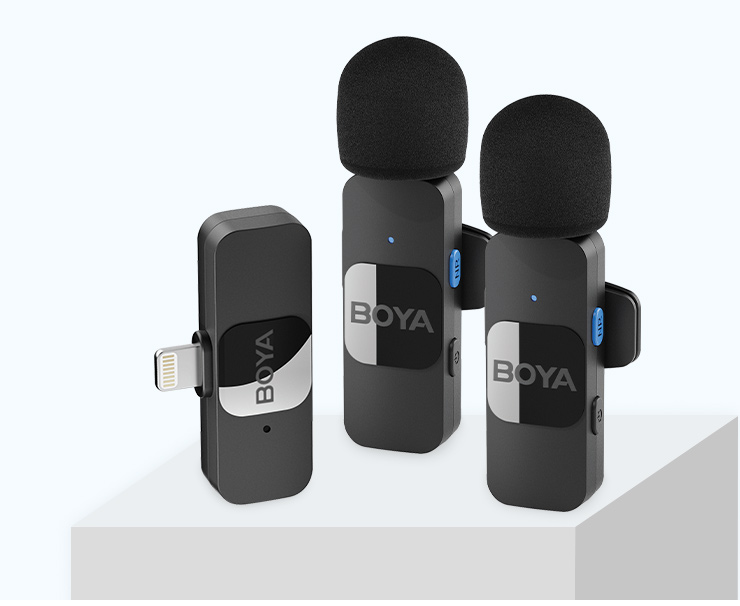 BOYA BY-V2 for iPhone Wireless Microphone with NoiseCancelling Compatibale with Android/Type-C Smartphone Laptop for YouTube Speaking Podcast Facebook Vlogging Video Recording