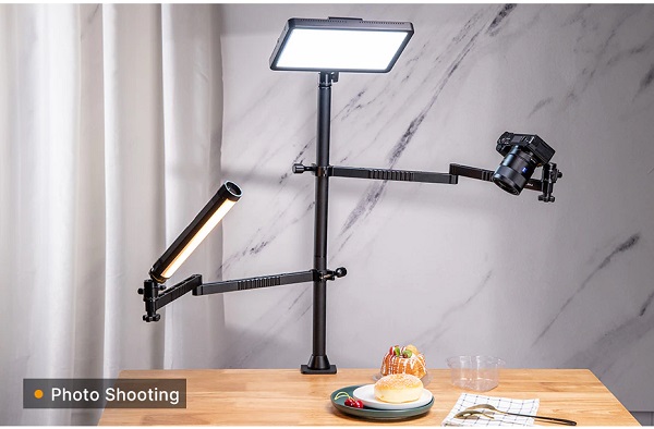 VIJIM LS22 Desktop Live Stand Set 3 in 1 With Laptop Tray Video Light Stand Extend Mic Arm