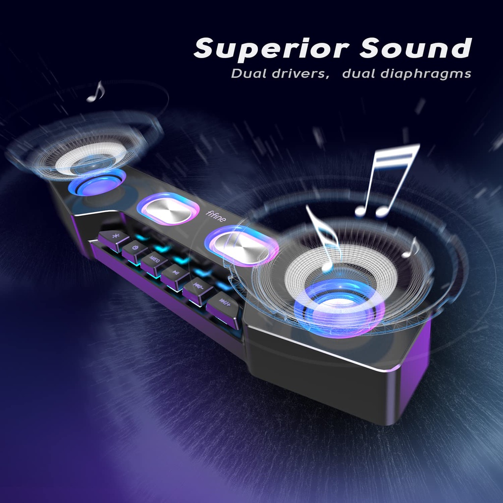 FIFINE Computer Speaker, Bluetooth Wireless Gaming RGB Desktop Speaker