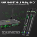 XTUGA U777 Dual Cordless Dynamic Handheld Wireless Microphone System 2x48 Adjustable UHF Channels