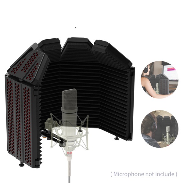 XTUGA Recording Microphone Isolation Shield with Pop Filter,High Density Absorbent Foam