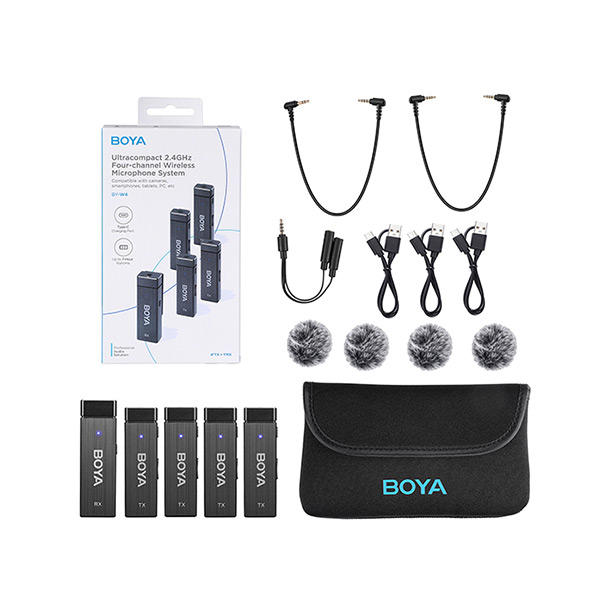 Boya BY-W4 Ultra-Compact Four-Channel 2.4GHz Wireless Microphone System