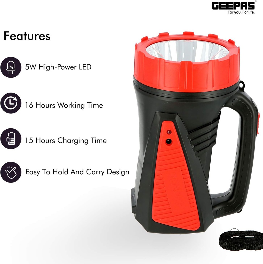 Geepas GSL5564 Rechargeable LED Search Light