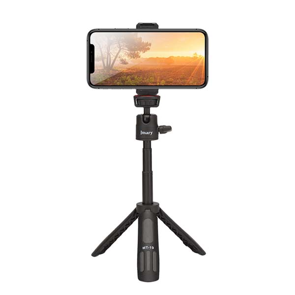 Jmary MT-19 Mini Selfie Stick with Tripod Stand (Coming with Universal Mobile Phone Holder) Compatible with Phones, Microphone, Action Camera &amp; DSLR