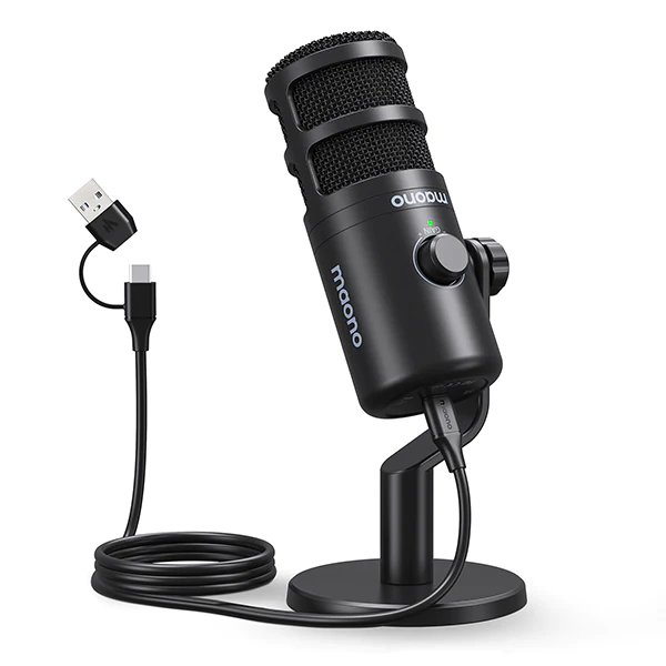 MAONO PD100U USB Dynamic Microphone, Podcast Recording Microphone with Gain Knob, Plug &amp; Play