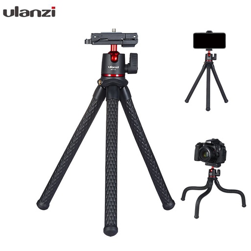 [MT11] Ulanzi MT-11 Octopus Flexible Tripod For Phone SLR DSLR Gopro Camera Tripod Extend 1/4'' Screw With Ballhead ColdShoe Phone Clip