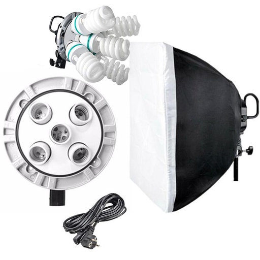 [TL5E27] Godox TL-5 5in1 Bulb Head Multi-Holder Tricolor Light+softbox 60*60cm Camera Photography Lighting (without stand)
