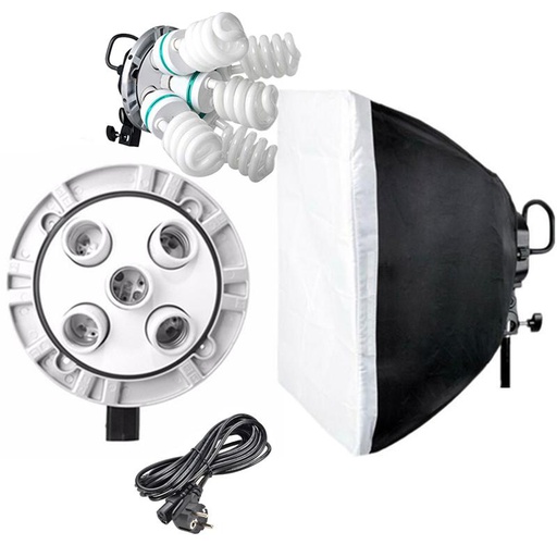 [TL5E27] Godox TL-5 5in1 Bulb Head Multi-Holder Tricolor Light+softbox 60*60cm Camera Photography Lighting