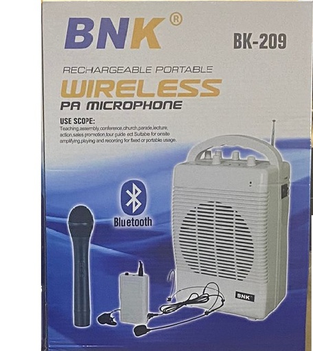 [BNK209] BNK-209 Rechargeable Portable Wireless P.A Microphone With Bluetooth, Handheld/Lapel Wireless Microphone