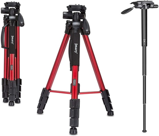 [KP2264R] Jmary KP-2264 Professional Aluminium Tripod Monopod for All DSLR Cameras (RED)