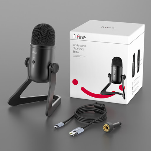 [K678] Fifine K678 Studio USB Mic With A Live Monitoring Gain Controls A Mute Button For Podcasting