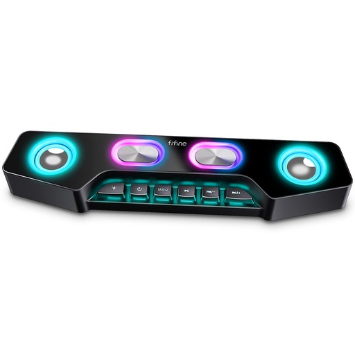 [A16] FIFINE AmpliGame A16 Computer Speaker, Bluetooth Wireless Gaming RGB Desktop Speaker, Aux-in Wired Jack, USB Powered, for PC Laptop Phones, External E-Sport Speaker