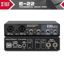 [E22] XTUGA E22 Audio Interface Sound Card with Monitoring,Electric Guitar Live Recording Professional Sound Card For Studio