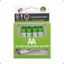 Smartoools 1.5V Type-C Rechargeable Batteries AA (4-Pack) With Type-C Cable